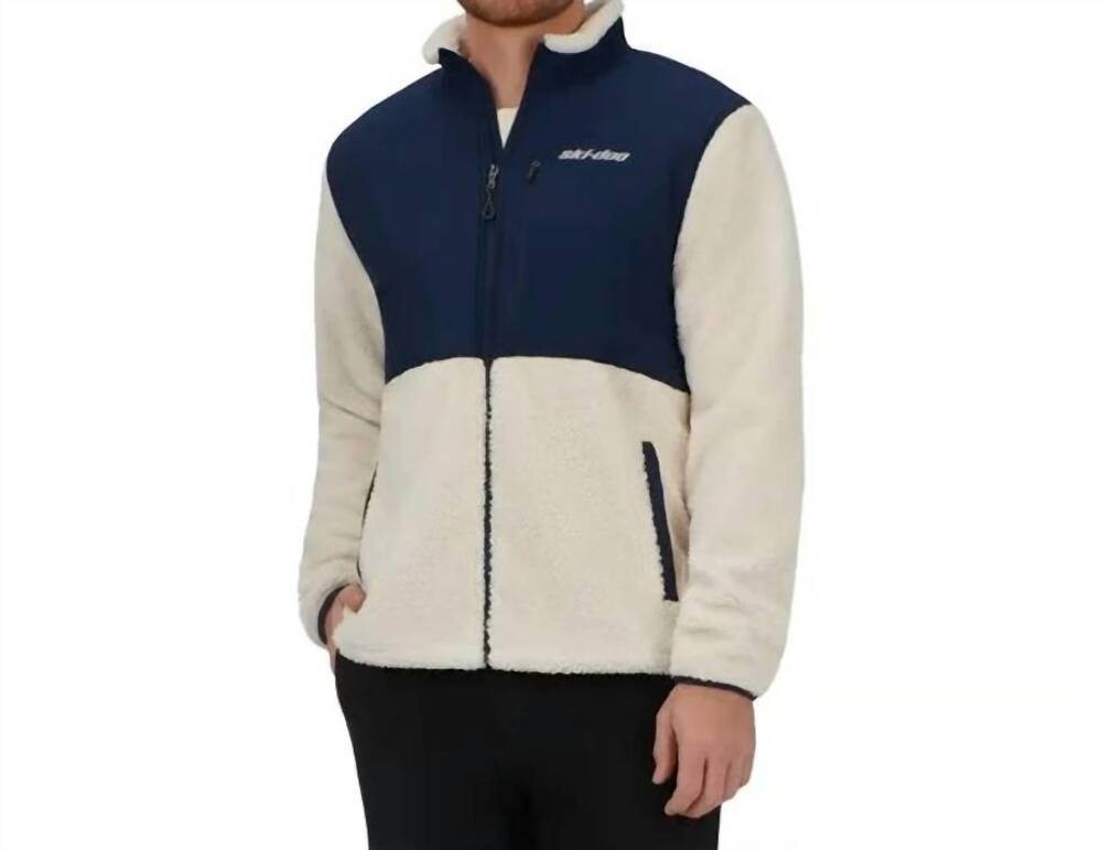 NEW SKI-DOO full zip teddy fleece jacket in navy cream
